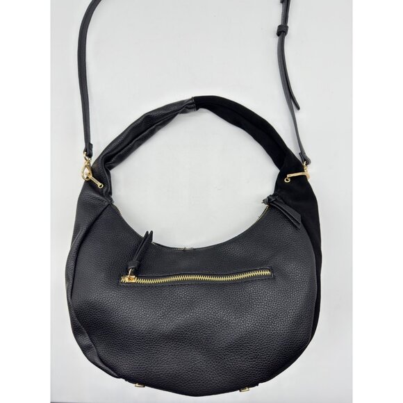 Macy's On 34th Harlowwe suede faux-leather top handle hobo crossbody bag -Black - Picture 5 of 11